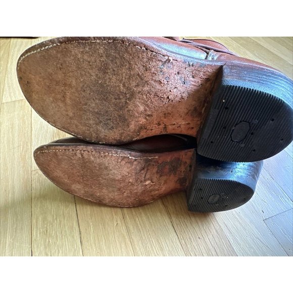 Vintage Handmade brown leather boots men’s size 8E. Lace up. - Picture 8 of 16